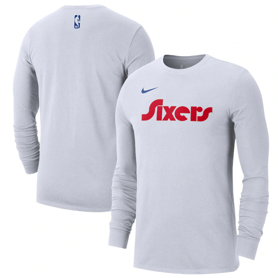 Men's Philadelphia 76ers White 2024/25 City Edition Essential Logo Long Sleeve T-Shirt